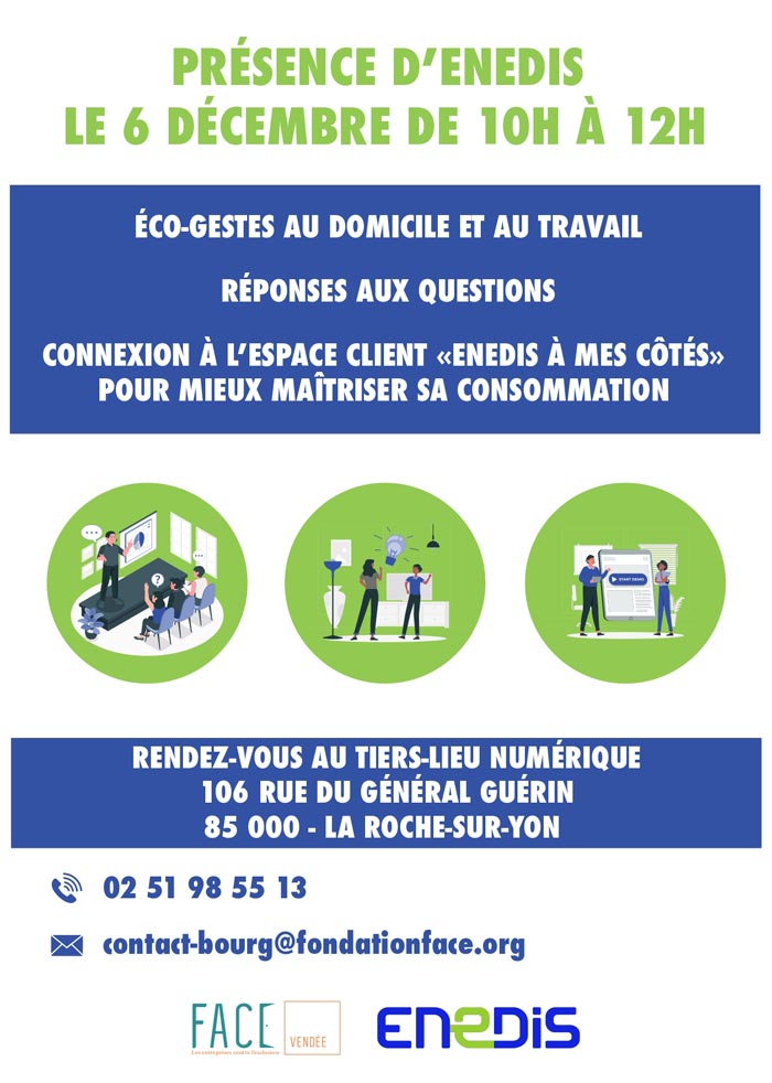 Affiche sur l'atelier d'Enedis et Face Vendée pour mieux maîtriser sa consommation 