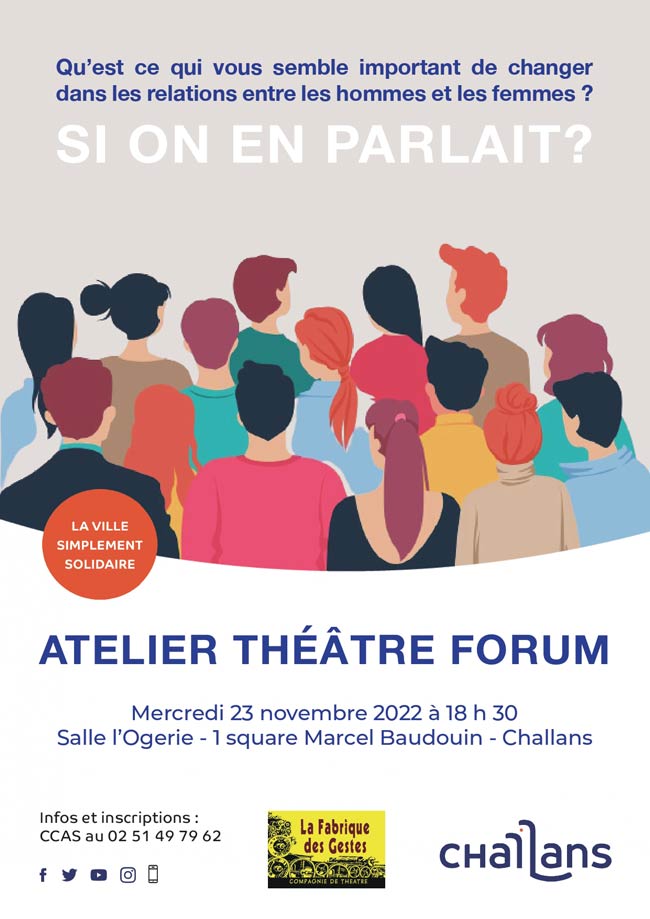 Flyers pour l'atelier théâtre du 23 Novembre 2022 à 18h30 à Challans