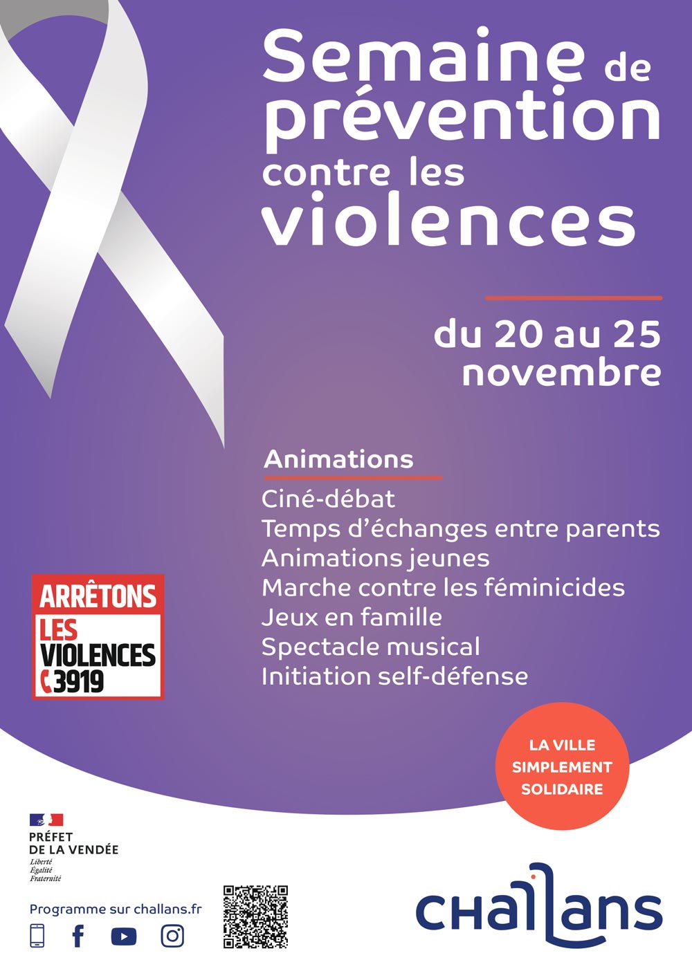 Affiche de la Semaine de Prévention contre les violences à Challans